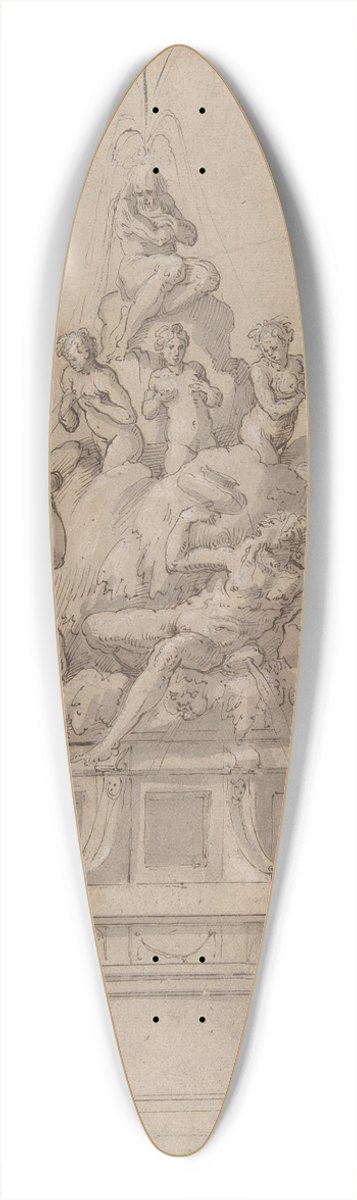 Giorgio Vasari - Design for a Fountain with Rivergods and Nymphs 39.3 inch art pintail longboard deck