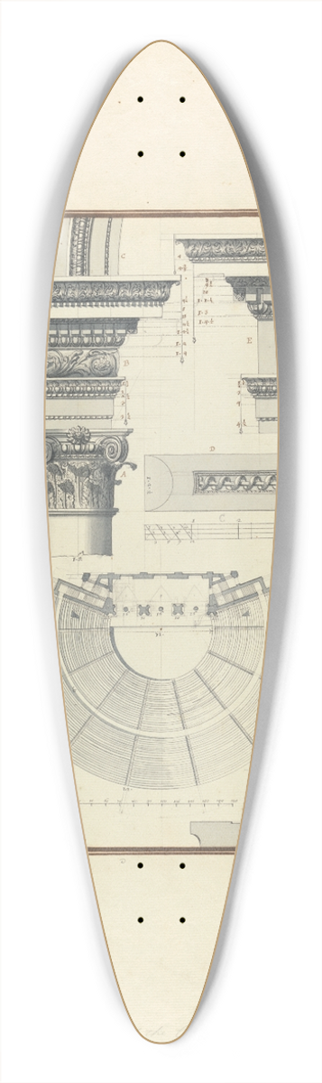 Giovanni Battista Borra - Plan of the Second Theater of Laodicea and Details of a Composite Order 39.3 inch art pintail longboard deck