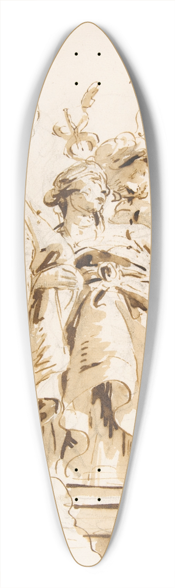 Giovanni Battista Tiepolo - Aged Dignitary Attended by Mercury and Prudence 39.3 inch art pintail longboard deck