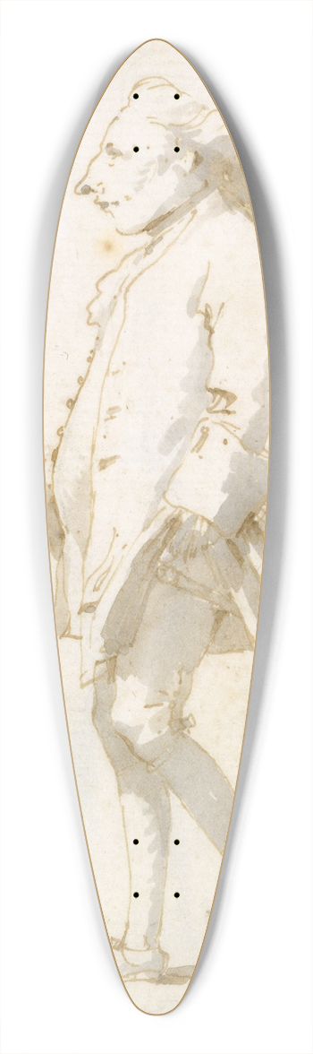 Giovanni Battista Tiepolo - Caricature of a Man Holding a Tricorne, Walking to the Left 39.3 inch art pintail longboard deck