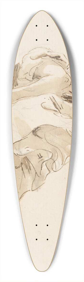 Giovanni Battista Tiepolo - Crouching Woman with a Boy Behind Her 39.3 inch art pintail longboard deck