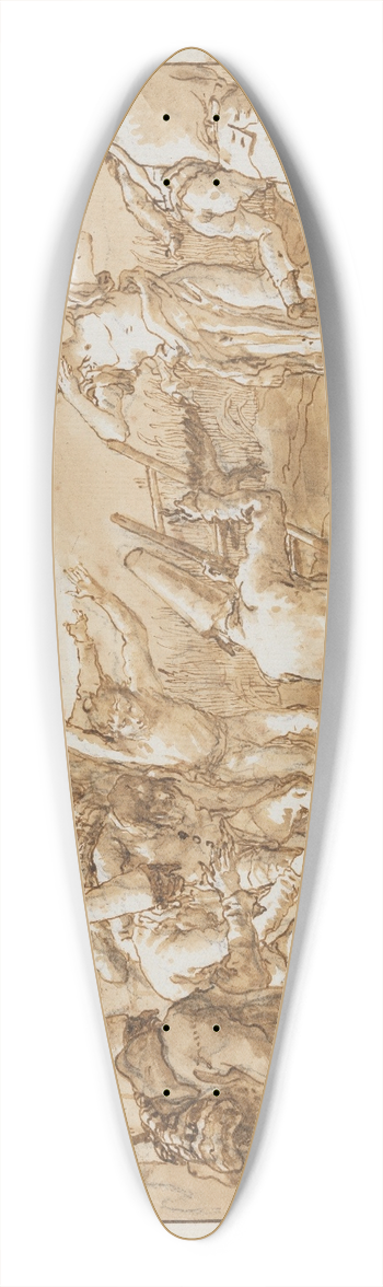 Giovanni Domenico Tiepolo - Punchinello Retrieving Dead Fowls from a Well 39.3 inch art pintail longboard deck