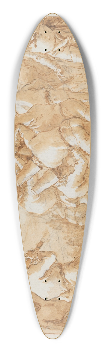 Giovanni Domenico Tiepolo - Punchinellos Felling (or Planting) a Tree 39.3 inch art pintail longboard deck