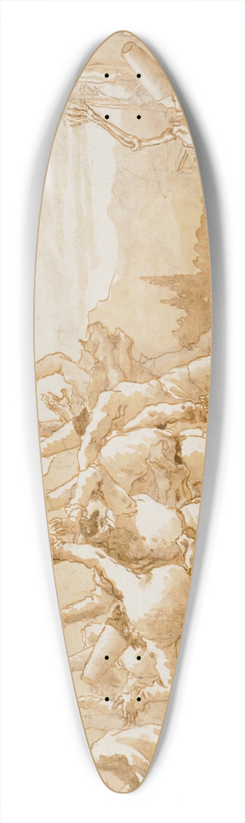 Giovanni Domenico Tiepolo - The apparition of the skeleton of Punchinello before his tomb 39.3 inch art pintail longboard deck