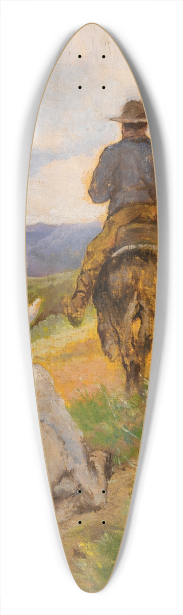 Giovanni Fattori - Buttero A Cavallo E Mulo Bianco 39.3 inch art pintail longboard deck