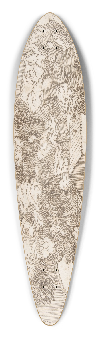 Giovanni Francesco Grimaldi - Landscape Study; Surburbs of Rome 39.3 inch art pintail longboard deck