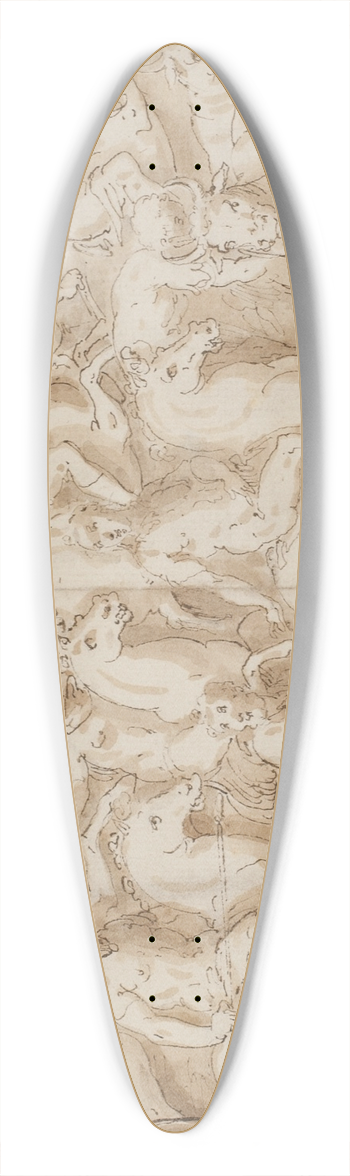 Giovanni Guerra - En germansk landsby delgges; de flygtende germanere forflges; kvinder ikke afbilledet af Guerra og dyr fres bort 39.3 inch art pintail longboard deck