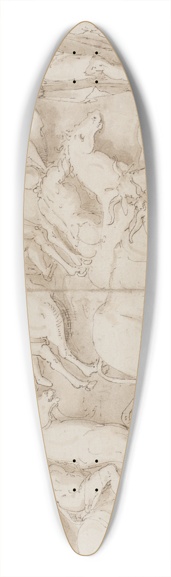 Giovanni Guerra - Romerske bueskytter , romersk angreb; Marcus Aurelius taler til sine vagter; Marcus Aurelius modtager en advarsel 39.3 inch art pintail longboard deck