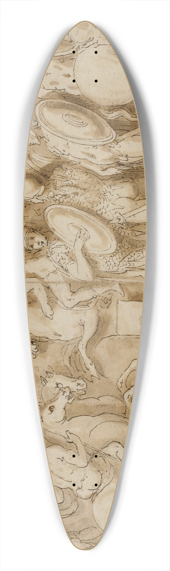 Giovanni Guerra - Sarmatere fremfrt for det kejserlige rd; Marcus Aurelius og Pompejus p hesteryg, omgivet af vagter, betragter et mindre opgr; germanske adelsmnd overbringer en meddelelse 39.3 inch art pintail longboard deck