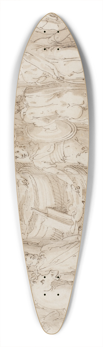 Giovanni Guerra - Sarmaterne overgiver sig; germanere fres over Donau; germanere anklages af sarmatere foran Marcus Aurelius; pbegyndelsen af en henrettelsesscene 39.3 inch art pintail longboard deck