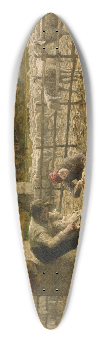 Giovanni Segantini - The Sheepshearing 39.3 inch art pintail longboard deck