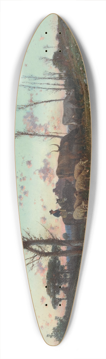 Giuseppe Laezza - A pastoral landscape in the Roman campagna 39.3 inch art pintail longboard deck