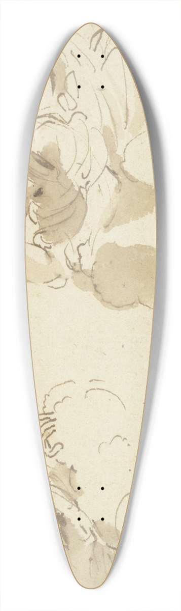 Guercino - Two angels in clouds 39.3 inch art pintail longboard deck