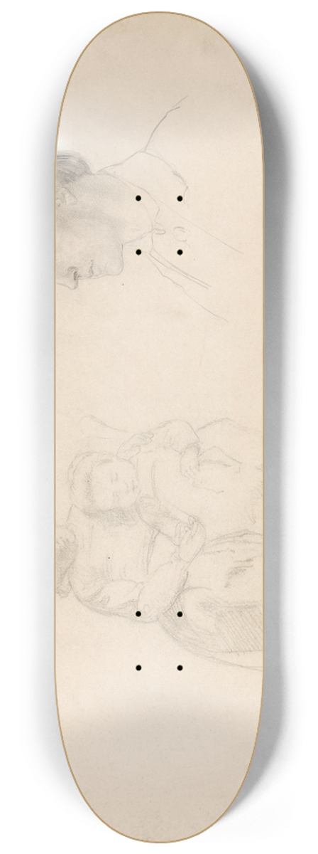 Adolph Tidemand - Two children; male portrait 8.25 inch art skate deck