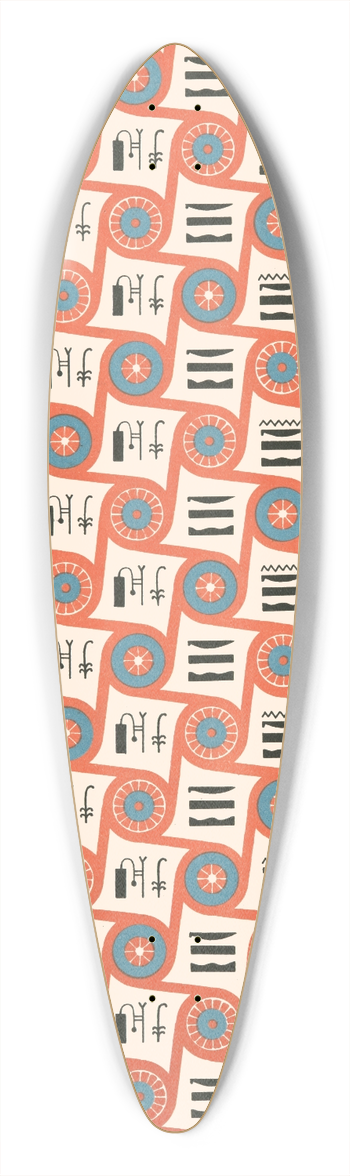 Gustave Jquier - 37. Plafond du Tombeau De Hou (Gournet-Mourra) 39.3 inch art pintail longboard deck