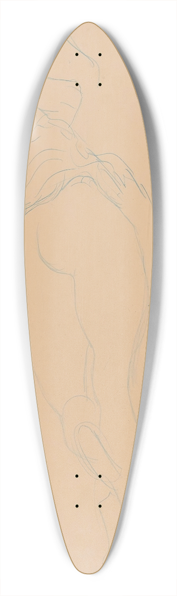 Gustav Klimt - Auf dem Bauch liegender Halbakt nach rechts (Semi-Nude Lying on her Stomach turned to the Right) 39.3 inch art pintail longboard deck