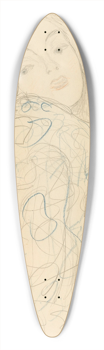 Gustav Klimt - Lady portrait bust to the right, head turned to the front 39.3 inch art pintail longboard deck