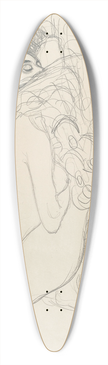 Gustav Klimt - Semi-Nude leaning forward (Preparatory Work for the Painting Leda) 39.3 inch art pintail longboard deck