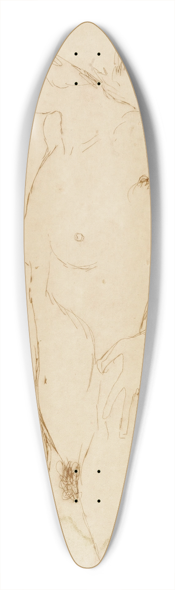 Gustav Klimt - Standing nude girl, facing left 39.3 inch art pintail longboard deck