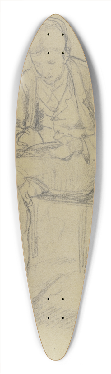 Gustav Schraegle - Schreibender junger Mann in einer Gartenwirtschaft 39.3 inch art pintail longboard deck