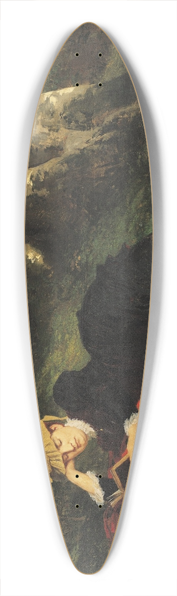 Gyula Benczr - Woman Reading in a Forest 39.3 inch art pintail longboard deck