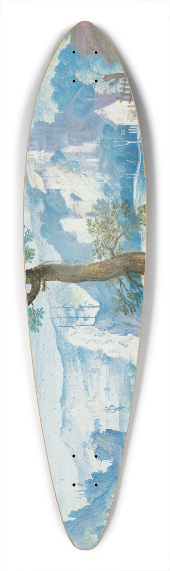 Hans Bol - Landscape With Christ On The Road To Emmaus, A Woman Herding Cattle To The Right 39.3 inch art pintail longboard deck