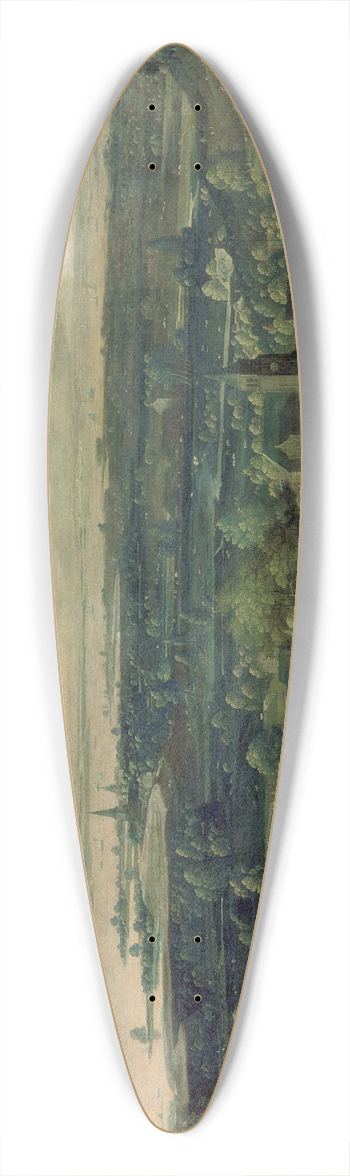 Hans Bol - River Landscape 39.3 inch art pintail longboard deck