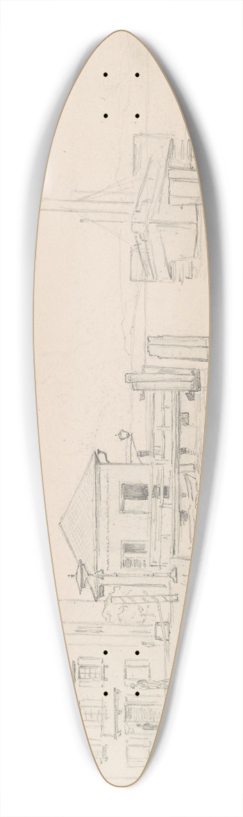 Hans Gude - Dampskip ved brygge, berlingen 39.3 inch art pintail longboard deck