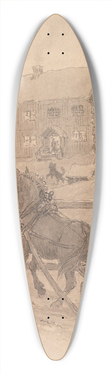 Hans Gude - En gammeldags juleaften 39.3 inch art pintail longboard deck