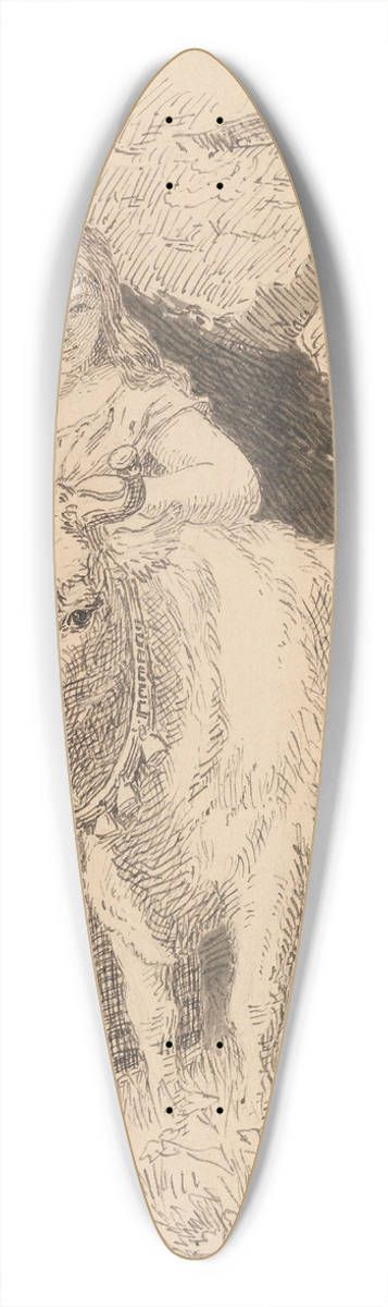 Hans Gude - Foran gikk der ei svr jente, som hadde ei drivende kvit mjlkekolle i handa 39.3 inch art pintail longboard deck