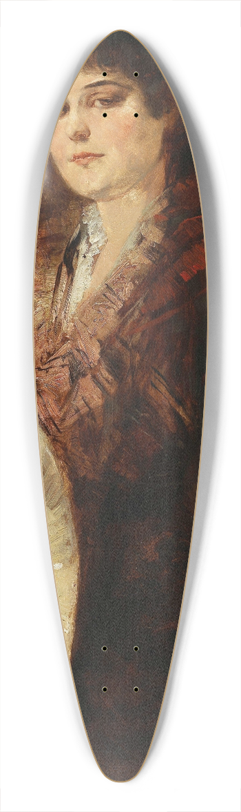 Hans Makart - Portrait Of A Lady With A Fan 39.3 inch art pintail longboard deck