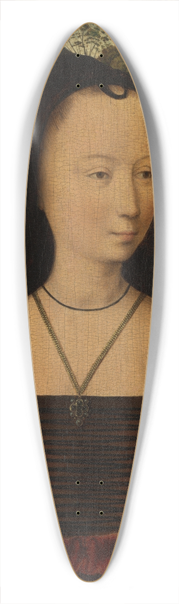 Hans Memling - Young Woman with a Pink 39.3 inch art pintail longboard deck