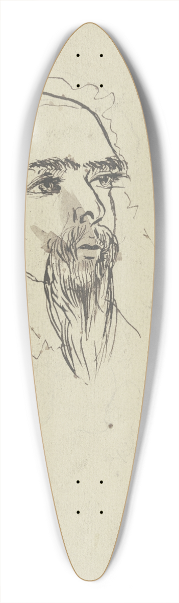 Hans Thoma - Bearded head 39.3 inch art pintail longboard deck