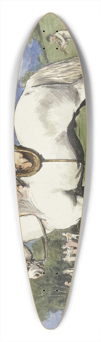 Hans Thoma - Cherub on Pegasus 39.3 inch art pintail longboard deck