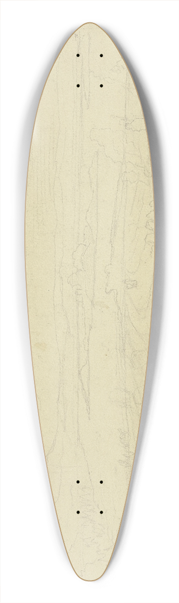 Hans Thoma - Landschaft, im Vordergrund Figuren, im Hintergrund ein See mit Insel 39.3 inch art pintail longboard deck