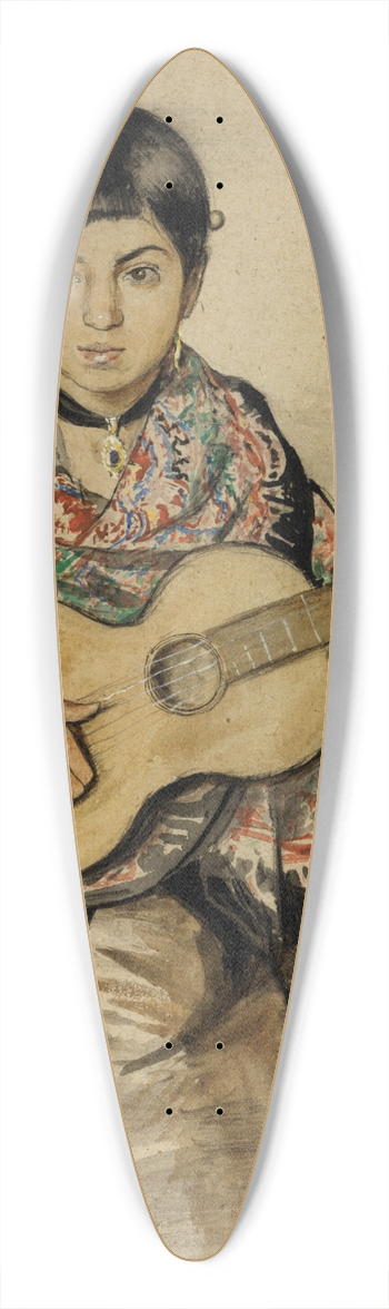 Hans Thoma - Neapolitan woman with guitar 39.3 inch art pintail longboard deck