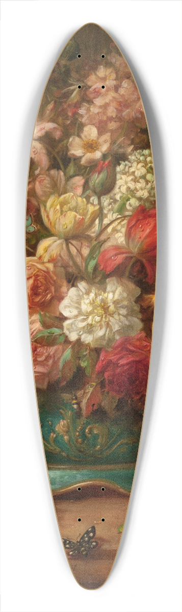 Hans Zatzka - Still Life with Flowers and Butterflies 39.3 inch art pintail longboard deck