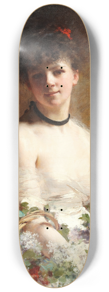 Charles Chaplin - Young Woman with Flower Basket 8.25 inch art skate deck