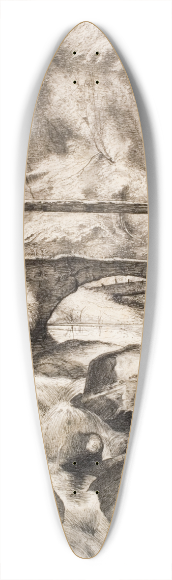 Heinrich Dreber - A Bridge over a Forest Stream 39.3 inch art pintail longboard deck