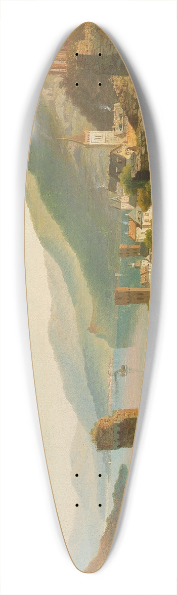 Heinrich Eduard Heyn - Town on the Rhine 39.3 inch art pintail longboard deck