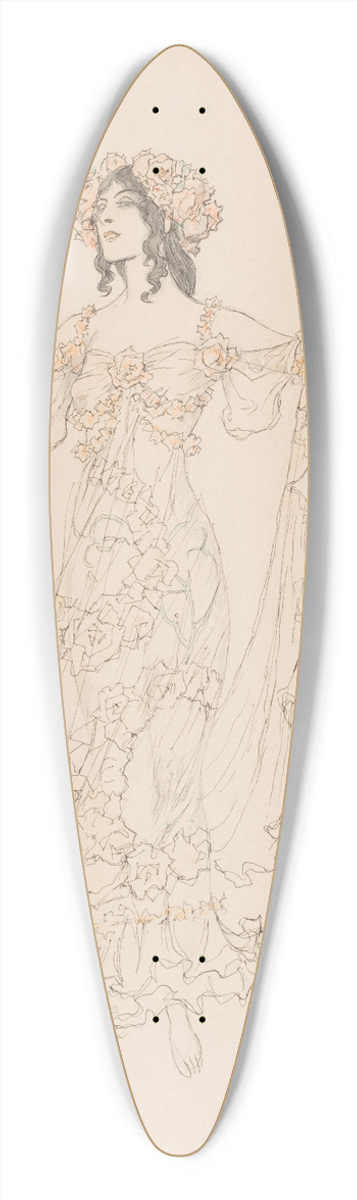 Heinrich Lefler - Rose 39.3 inch art pintail longboard deck