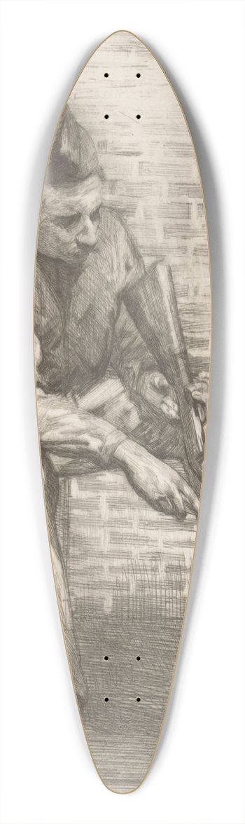 Heinrich M. Krabb - Soldier cleaning his rifle 39.3 inch art pintail longboard deck