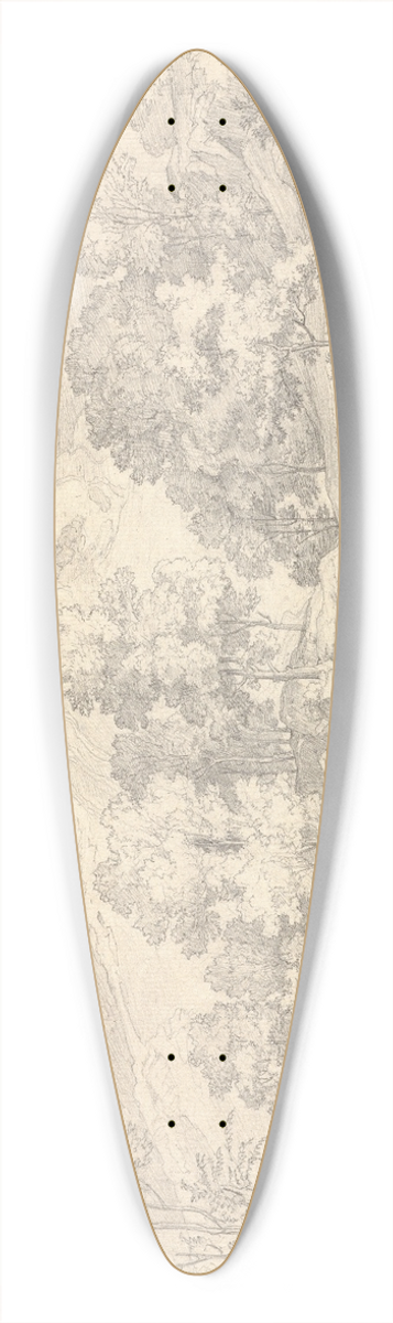 Heinrich Reinhold - A View of Civitella from the Serpentara next to Olevano 39.3 inch art pintail longboard deck