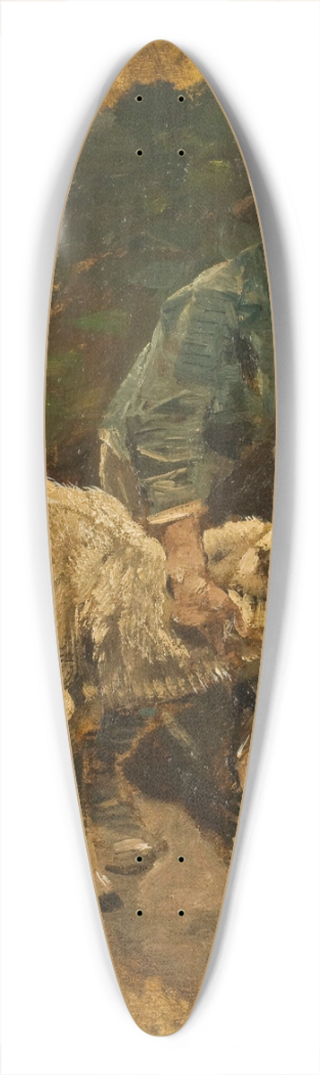 Heinrich Von Zgel - A shepherd boy with a lambkin and a sheep 39.3 inch art pintail longboard deck