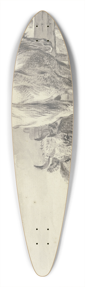 Heinrich Wilhelm Schweickhardt - Eine Kuh und ein Pferd an einem Bretterzaun 39.3 inch art pintail longboard deck