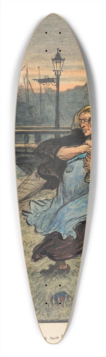 Heinrich Zille - Ins Wasser 39.3 inch art pintail longboard deck