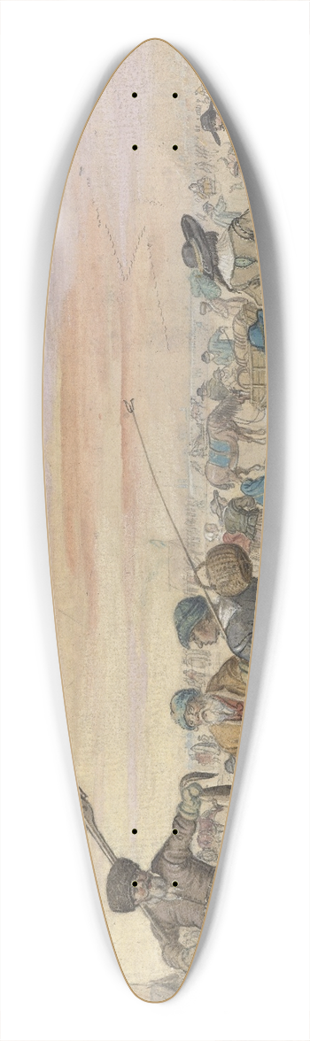 Hendrick Avercamp - Winter Scene on the Ice, with a Hunter Showing an Otter 39.3 inch art pintail longboard deck