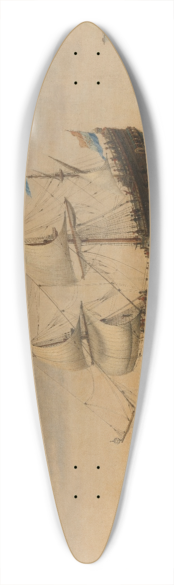 Hendrik Cornelisz. Vroom - A number of East Indiamen off the Coast (The Mauritius and other East Indiamen Sailing out of the Marsdiep) 39.3 inch art pintail longboard deck