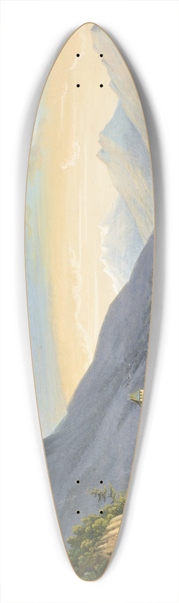 Hendrikus Johannes Knip - A view of Lake Geneva, with figures at a vineyard in the foreground, the Chteau de Chillon beyond 39.3 inch art pintail longboard deck