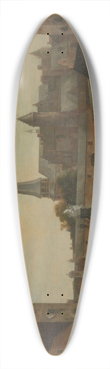 Hendrik van Minderhout - The Fish Market of Antwerp 39.3 inch art pintail longboard deck